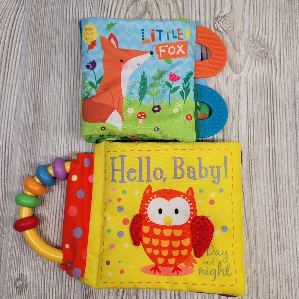 Lot 2 Kane Miller Cloth Baby Books Hello Baby Owl Little Fox Teether‎ Animal
